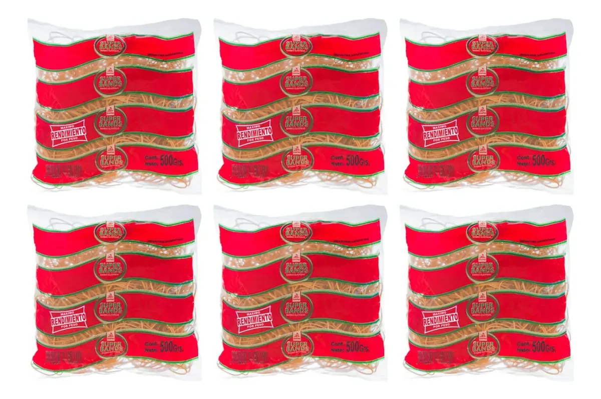 Pacote Super Bands No. 40, 6x500g, 3 kg, faixas elásticas de borracha natural
