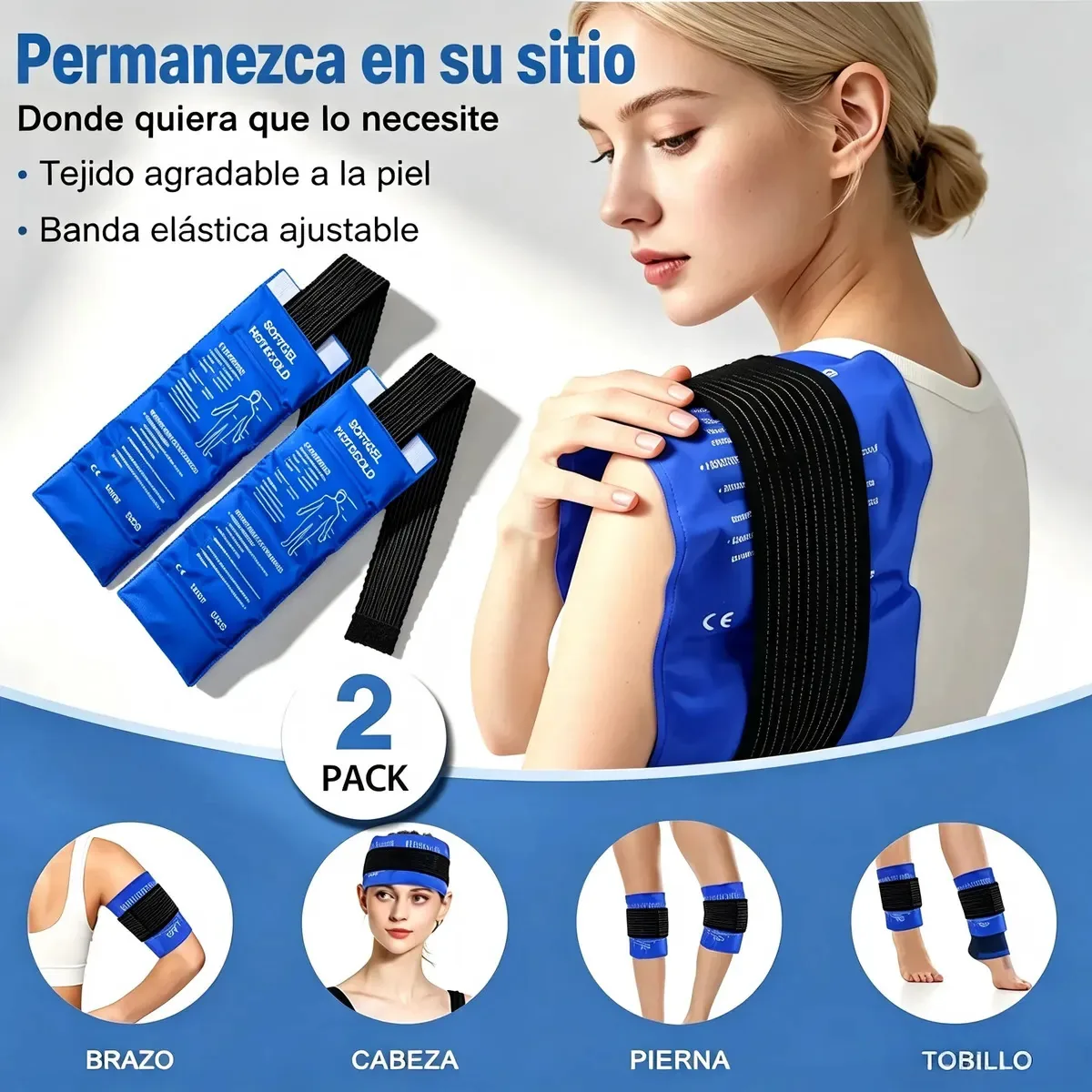 2 compressas de gel de calor frio, bolsa de gelo terapêutica de 17 x 40 cm, compressa fria, bolsa de gel de calor frio, é reutilizável, é reutilizável e é adequada para primeiros socorros em lesões...