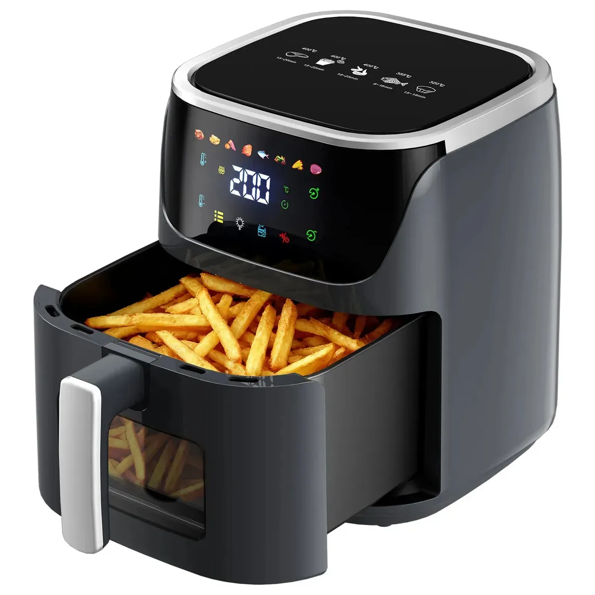 Fritadeira Elétrica Air Fryer PATBRELA 8L Digital com Janela e 8 Programas Pré-Definidos