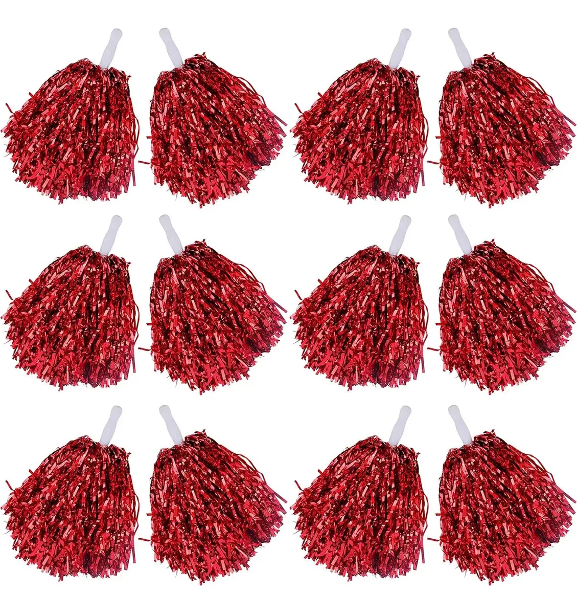 20 peças de pompons metálicos para líderes de torcida, decoração de festa dançante vermelha
