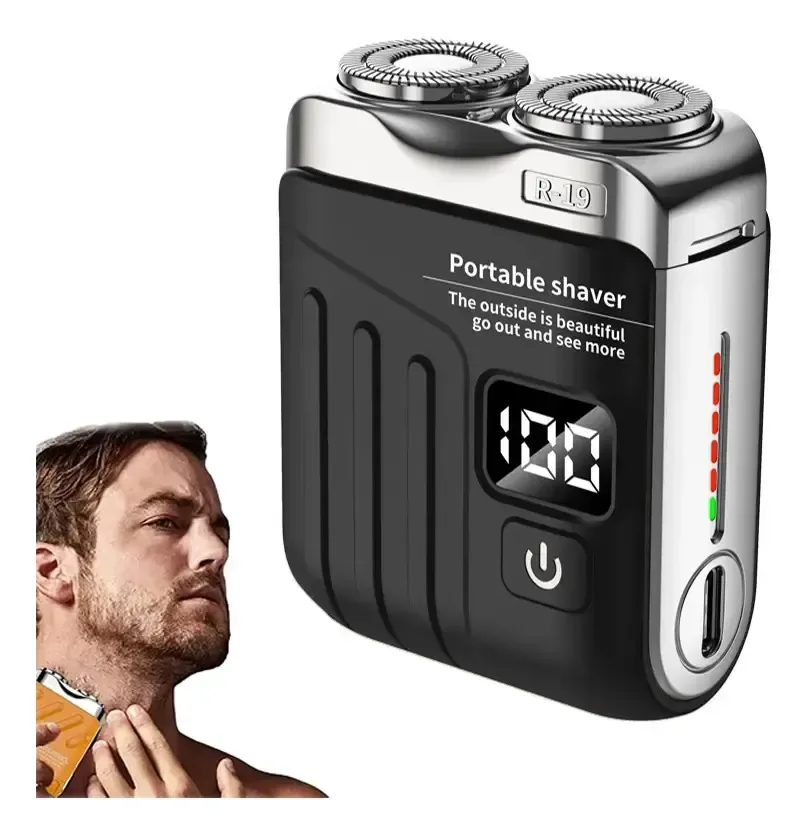 Barbeador elétrico Mini barbeador USB portátil recarregável para homens, barbeador com cabeça lavável, aparador de barba e bigode para viagens profissionais