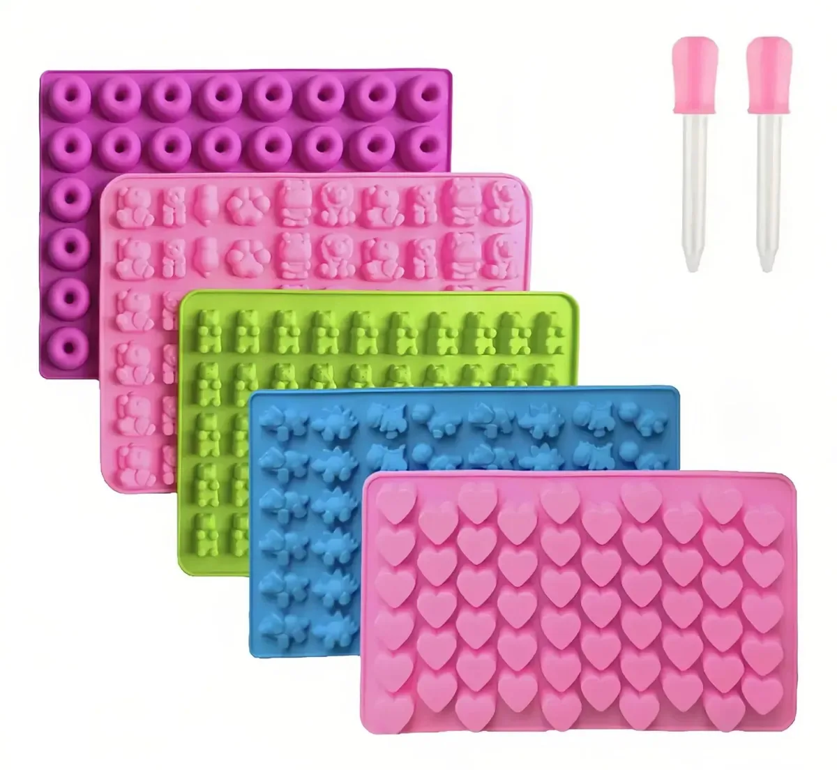5 moldes de silicone para doces e bandejas para cubos de gelo