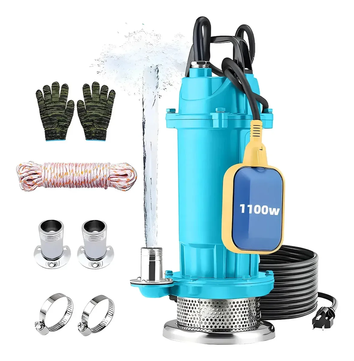 Bombas de água suja limpa submersíveis metálicas de 1,5 hp 1100w Blue Steel