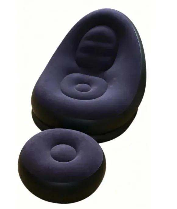 Cadeira de sofá reclinável inflável Puff ultra confortável+cor do inflador: azul