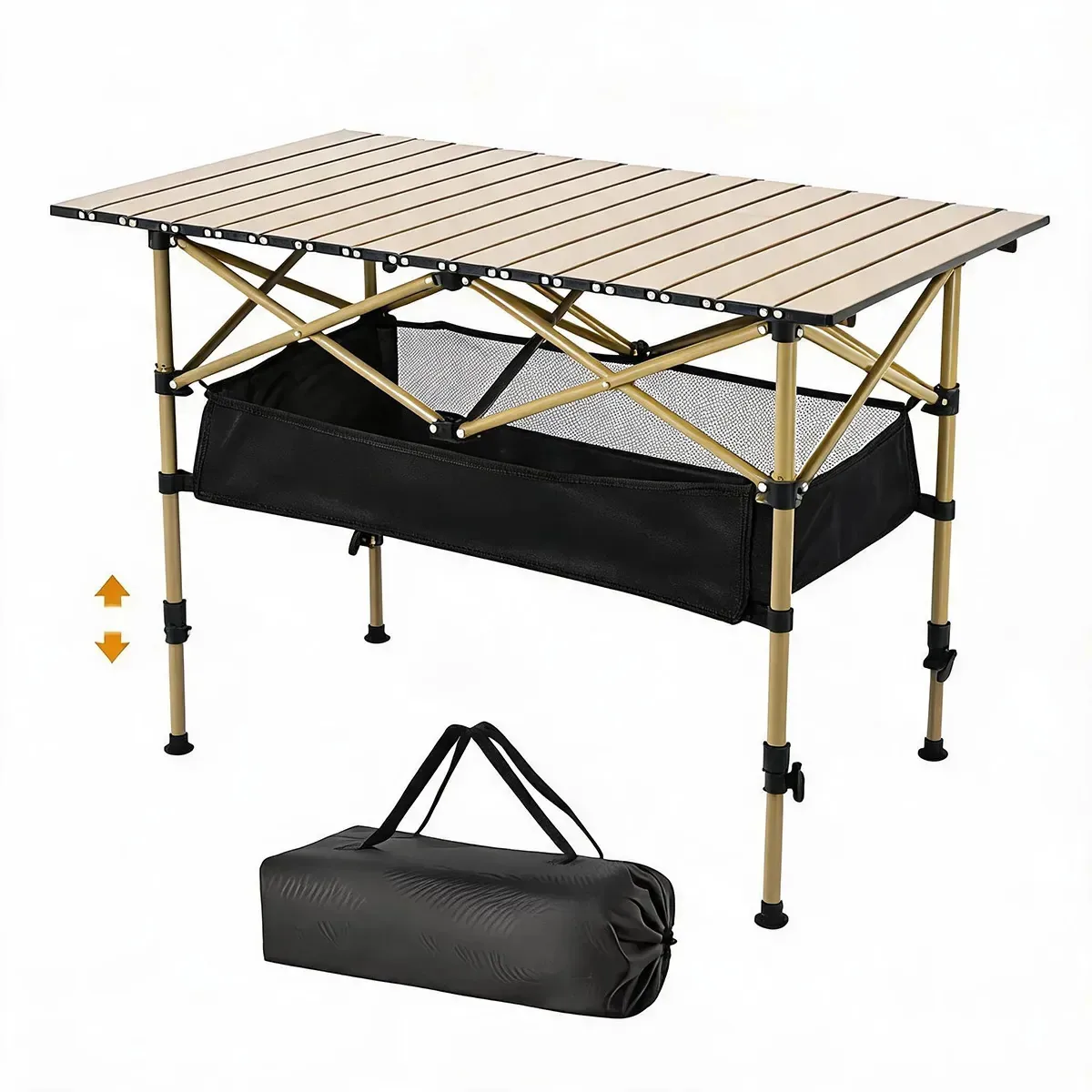 Mesa dobrável portátil dobrável para jardim ao ar livre ajustável em bege