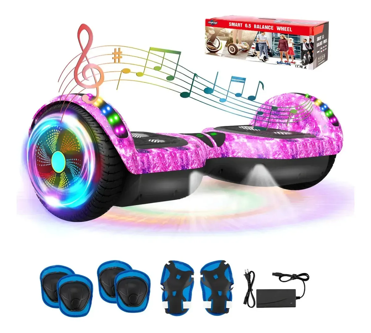 6.5'' Elétrico Hoverboard Skate Bluetooth Com Led ,roxo