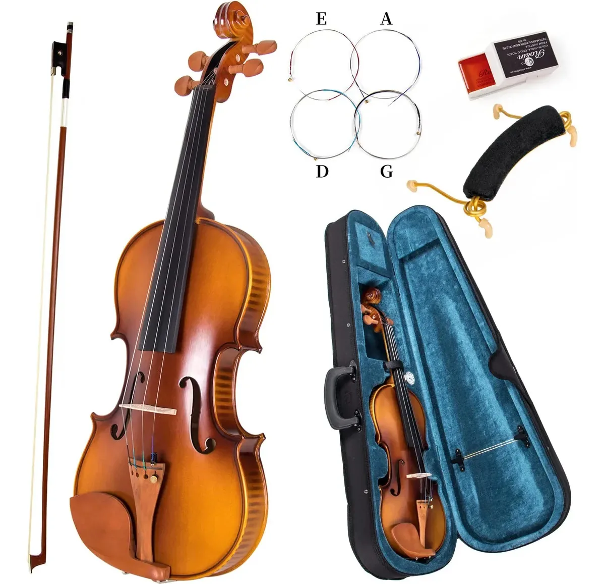 Violino 4/4 em tamanho real, Aklot - violino acústico. Marron