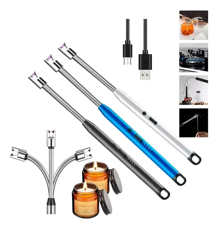 3 isqueiros elétricos para carregamento USB portátil de cozinha