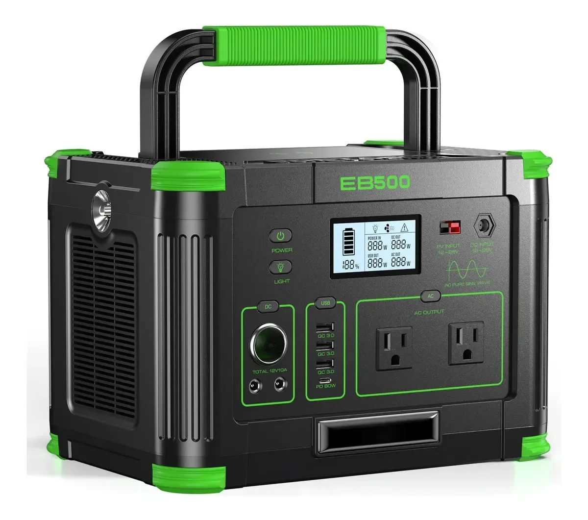 Central elétrica portátil Grecell 600w, 460 Wh