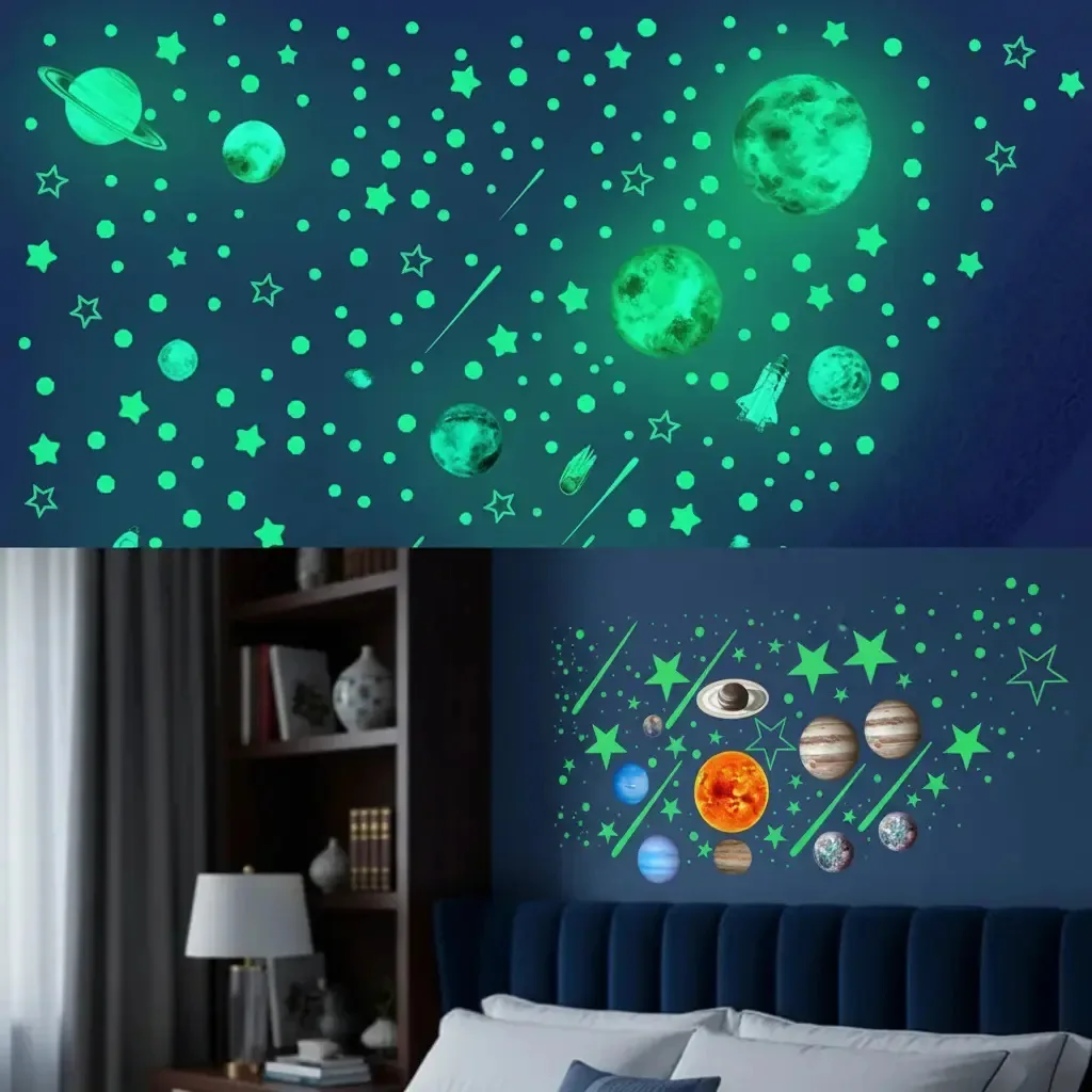 Adesivos fluorescentes para decoração de astronautas espaciais, 842 unidades, fluorescência
