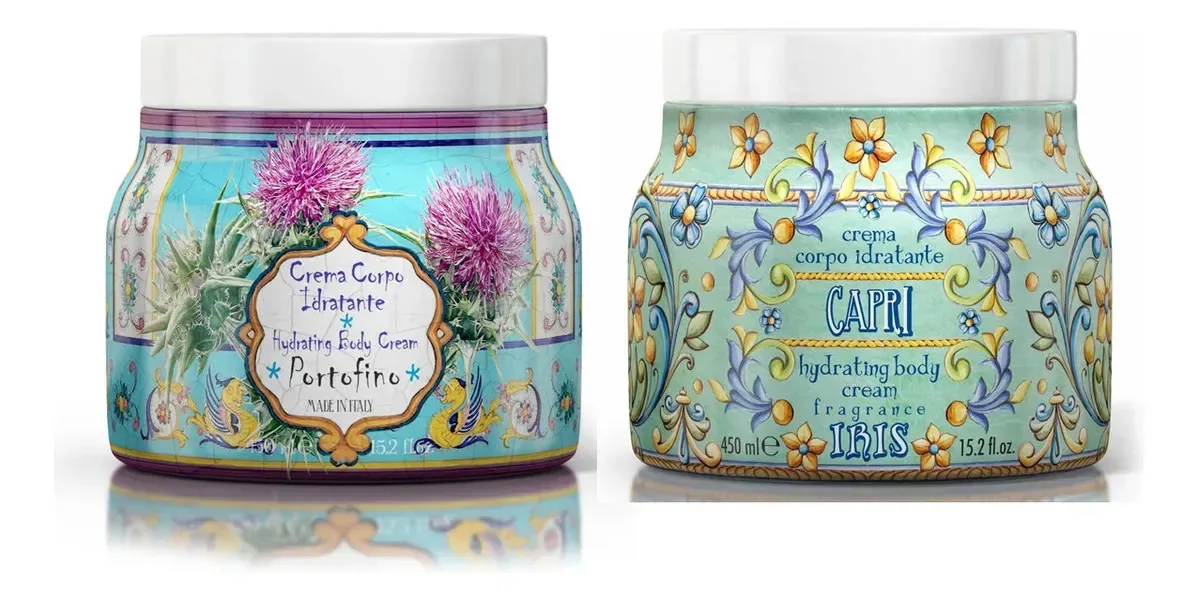 Pacote com 2 Cremes Corporais Italianas Marca Rudy Portofino e Capri