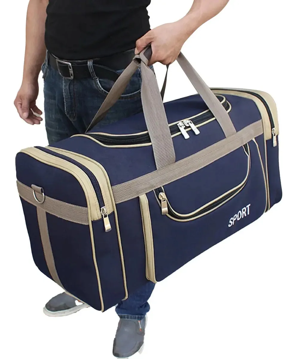 Malas esportivas para ginástica, bolsa de viagem grande, bagagem de mão, cor: azul sólido