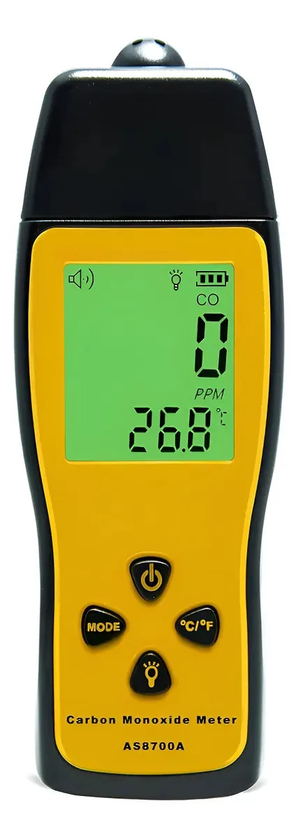 Detector portátil de monóxido de carbono com alarme sonoro preto