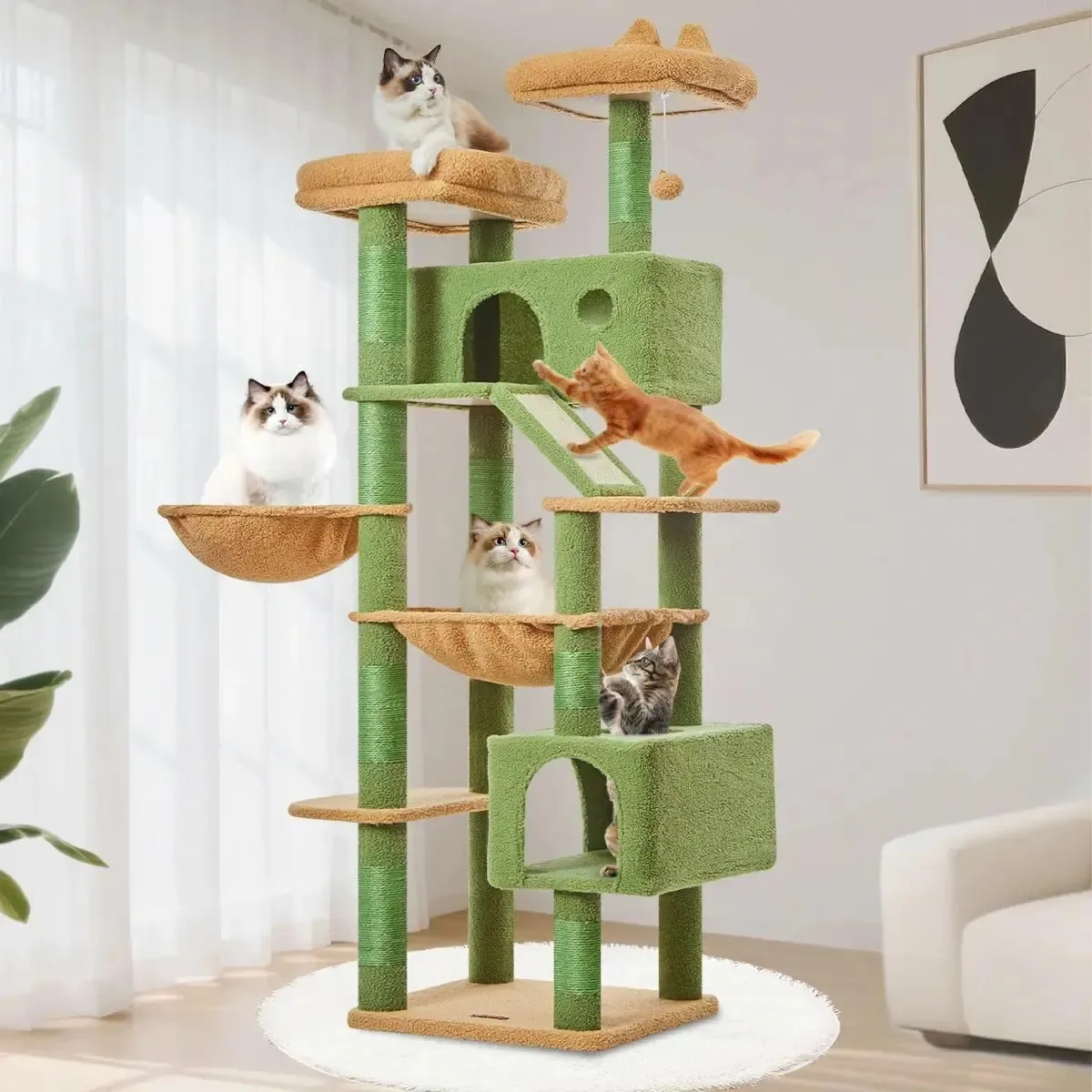 Árvore de cacto Taoqimiao para gatos, torre para gatos de. Negro