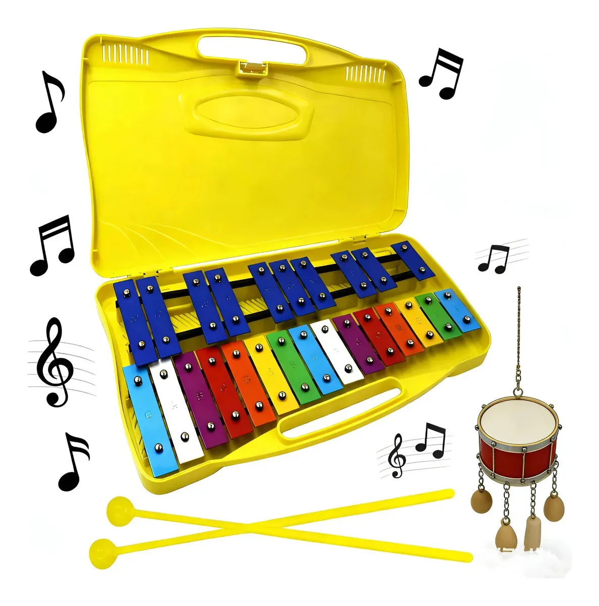 Xilofone infantil Glockenspiel Professional de 25 notas para cor amarela