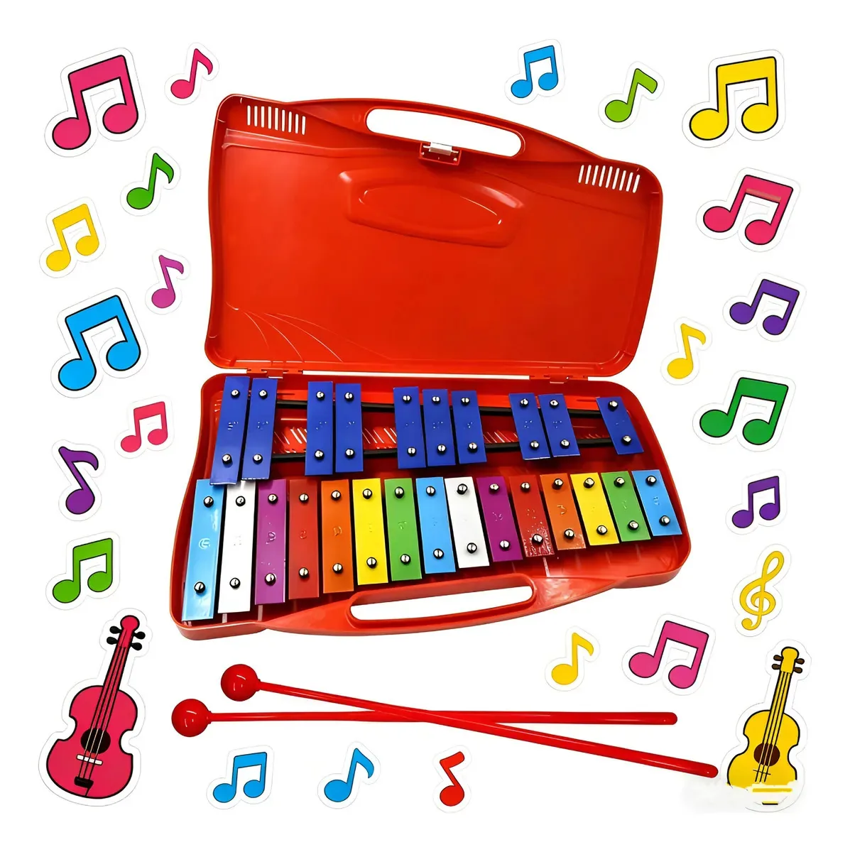 Xilofone infantil Glockenspiel Professional de 25 notas para vermelho