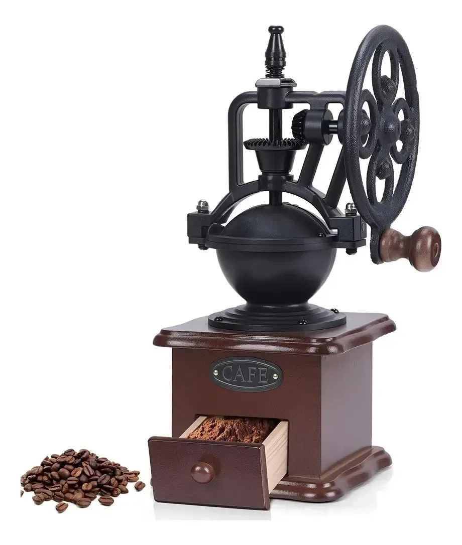 Moedor Beneficiar Café Com Manivela Manual Antigo Cerâmico Preto