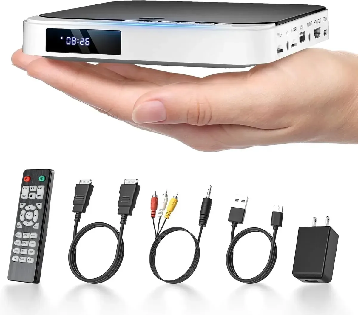 Desobry Leitor De Dvd Mini Portátil Compatível Com Cd/cd-rw Branco