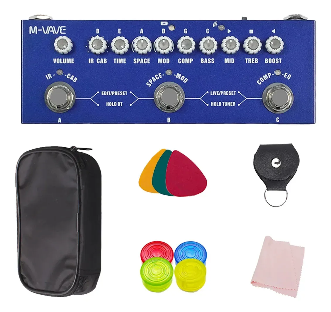 Pedal De Efeitos M-Vave Cube-Baby Para Baixo Azul