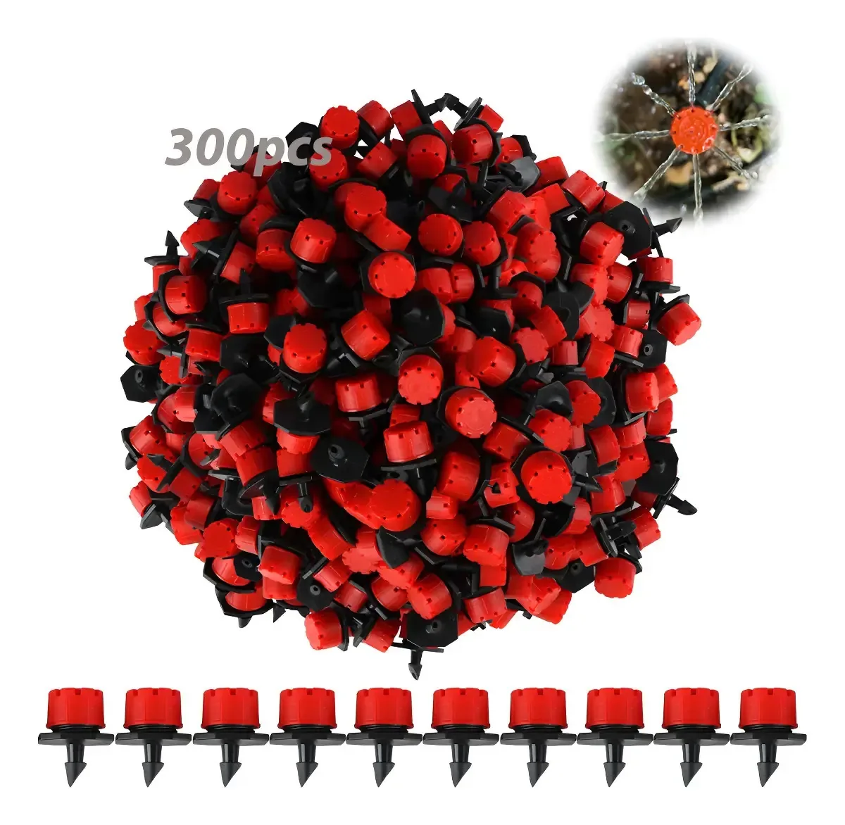 300 Unid Bico Gotejador Para Mangueira Cega Vermelho E Preto