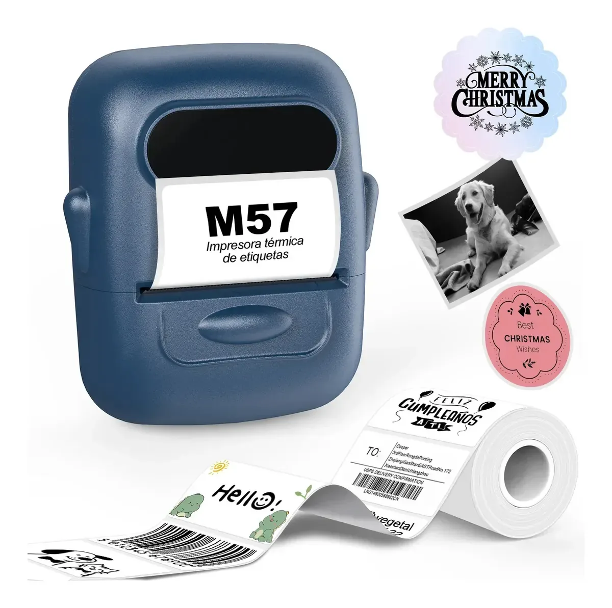 Máquina de etiquetagem portátil Qfun M57 de 2 polegadas, pequena impressora de etiquetas adesivas térmicas, etiquetadora sem tinta, para cozinha, escritório e escola, organiza potes, cabos e preços