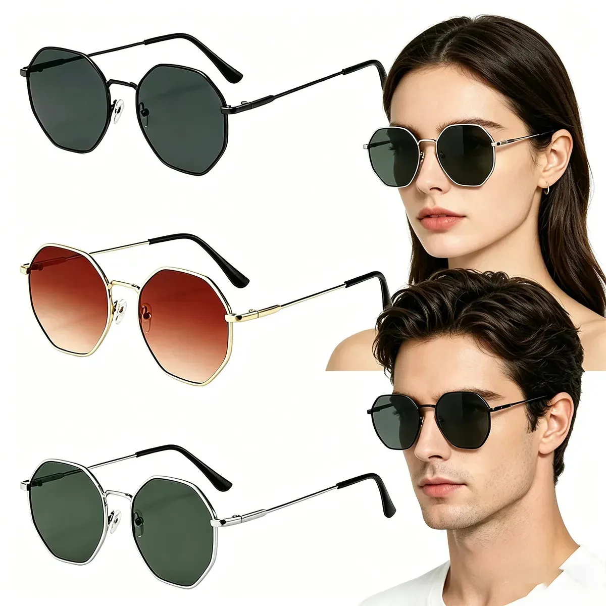 Óculos de sol polarizados Kewezhu de 3 peças com proteção UV400, visão HD, acessórios de moda para mulheres e homens, para dirigir, viajar e praticar esportes