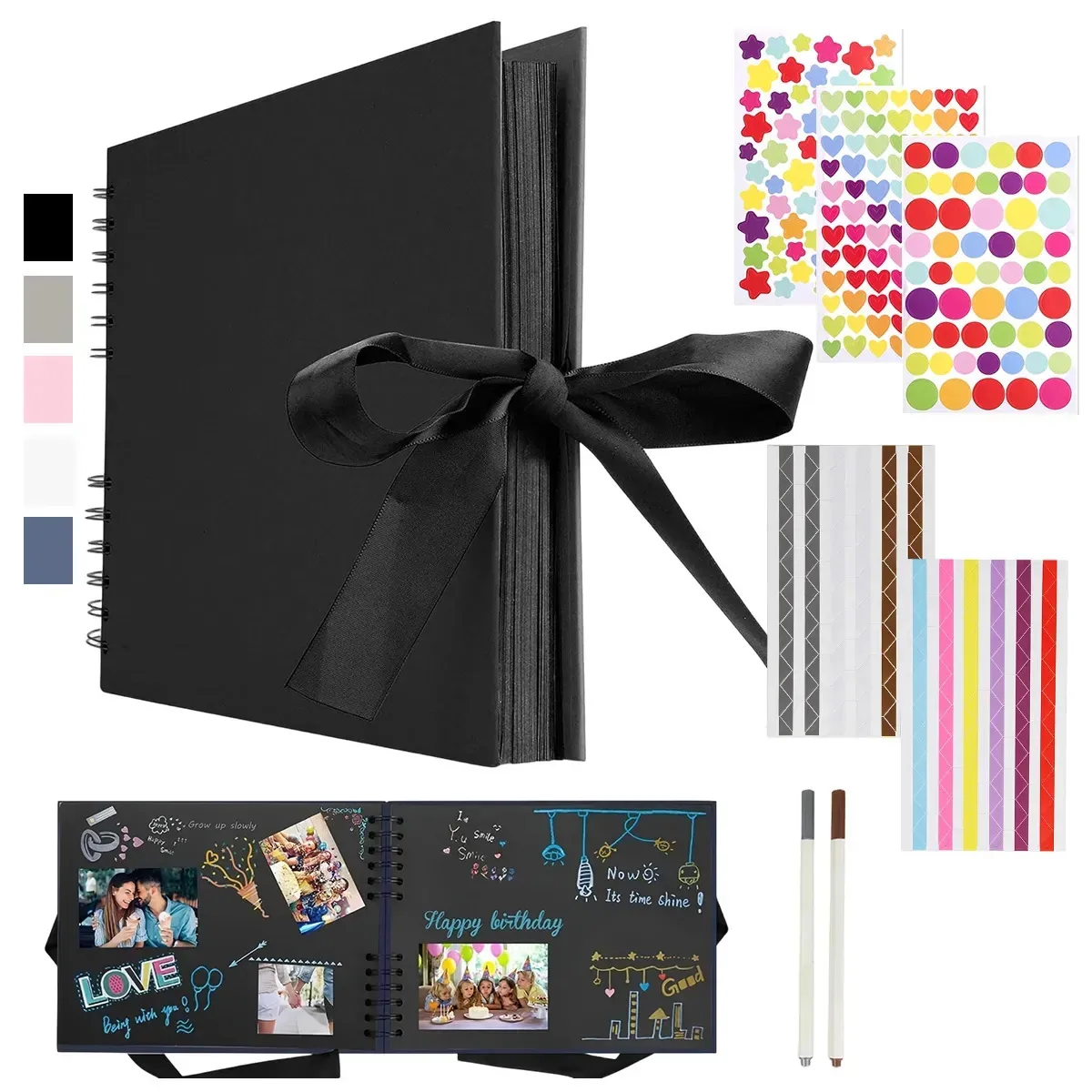 Kit Aieruin, 8 álbuns de fotos DIY Hand One, preto