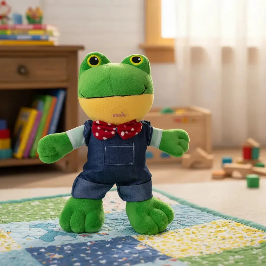 3 peças de sapo de pelúcia Rene, 35 cm, sapo com macacão, presentes para bebês, roupas removíveis e chaveiros de sapo, presentes para crianças