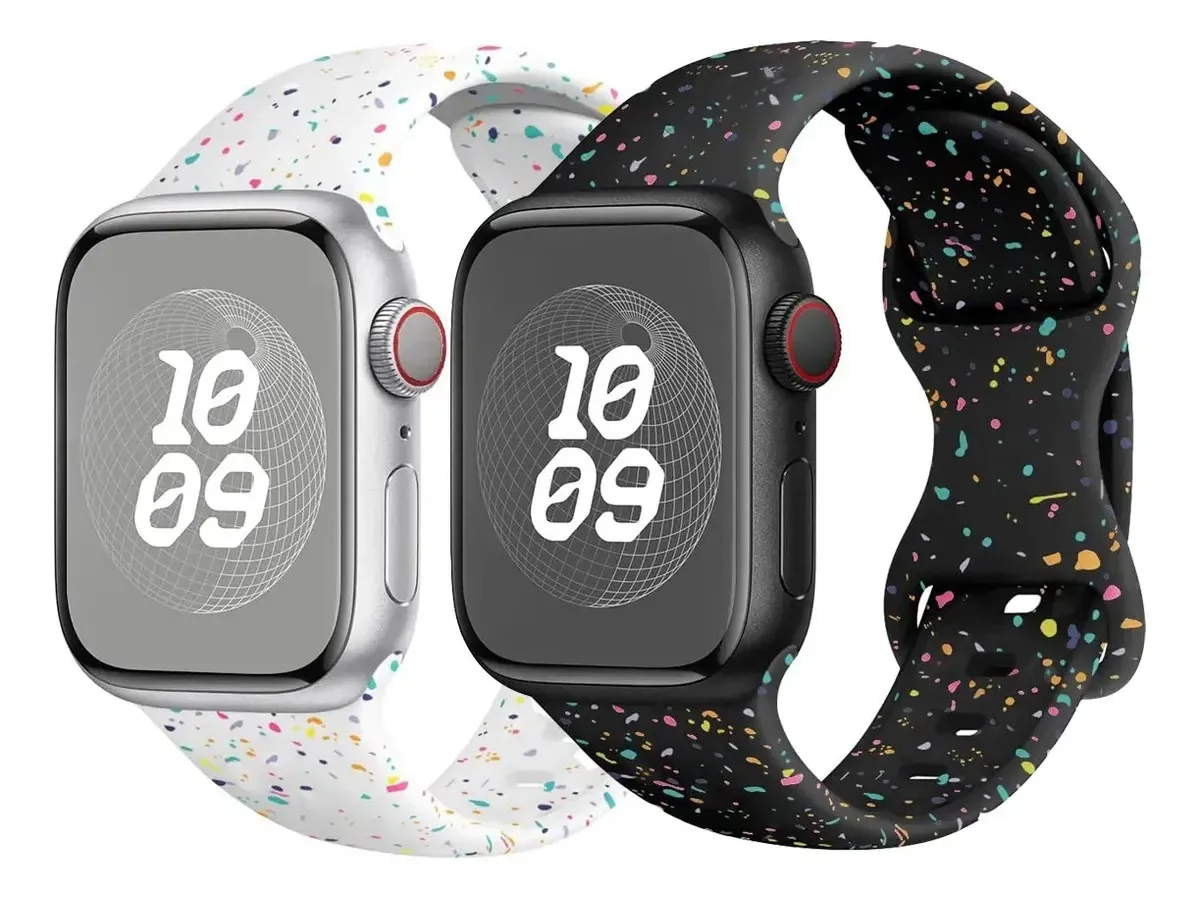 2 pulseiras para relógios Apple Iwatch 38 49 mm, largura da pulseira de silicone doce, 23 cm, cor branco/preto, 38/40/41 mm