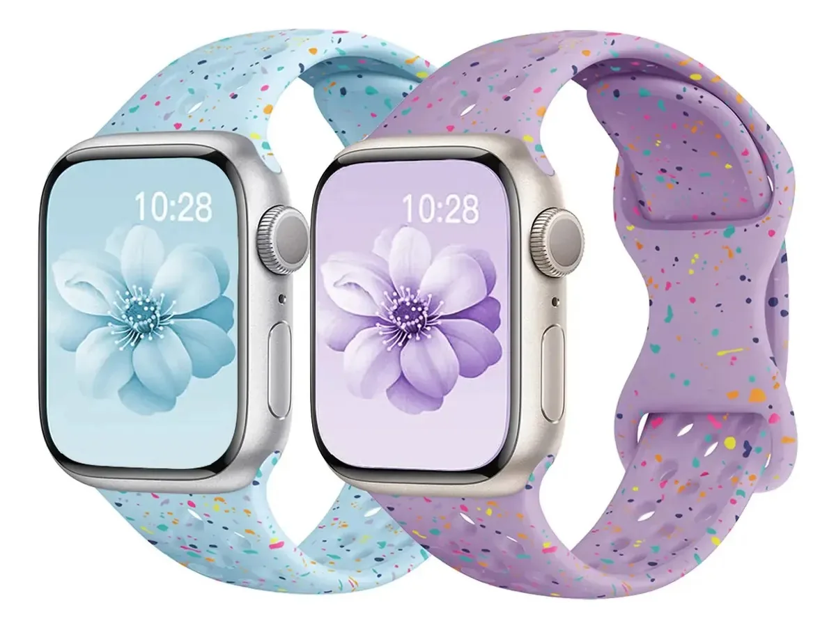 2 pulseiras para relógios Apple Iwatch 38 49 mm de largura da pulseira de silicone doce 23 cm cor azul/roxo 42/44/45/46/49 mm