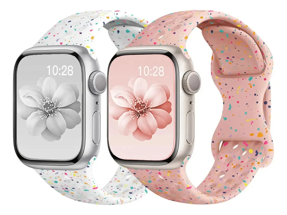 2 pulseiras para relógios Apple Iwatch 38 49 mm de largura da pulseira de silicone doce 23 cm cor branco/rosa 42/44/45/46/49 mm