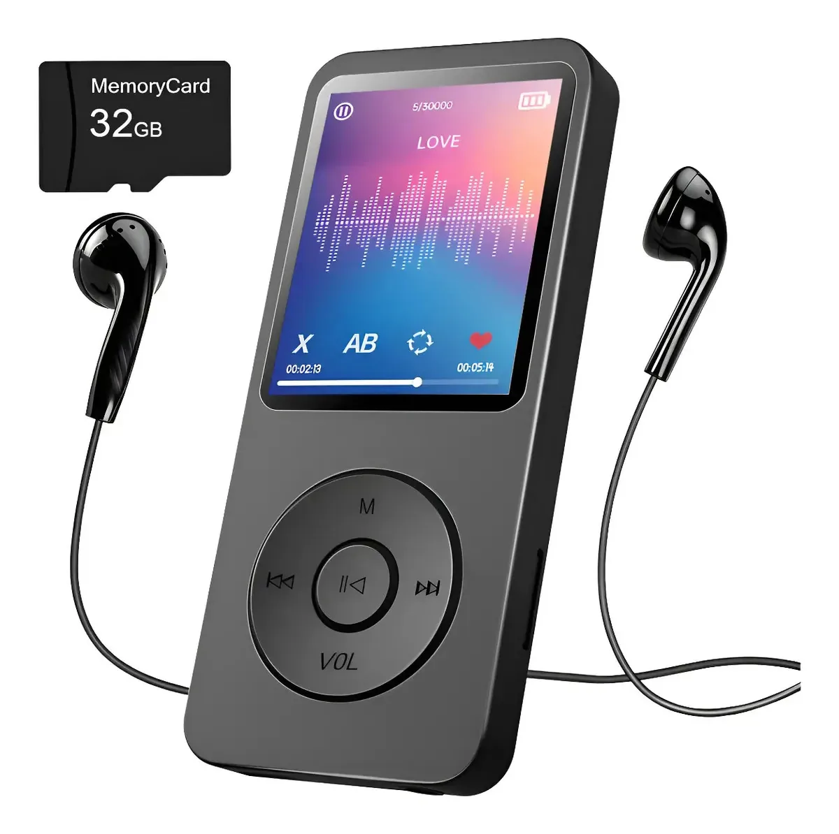 Leitor de música Bluetooth Mp3 Mp4, gravador de rádio preto