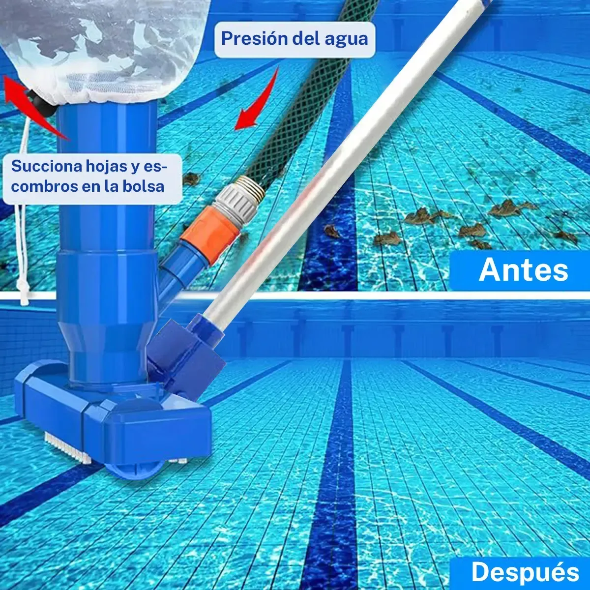 Aspirador com escova para piscinas infláveis