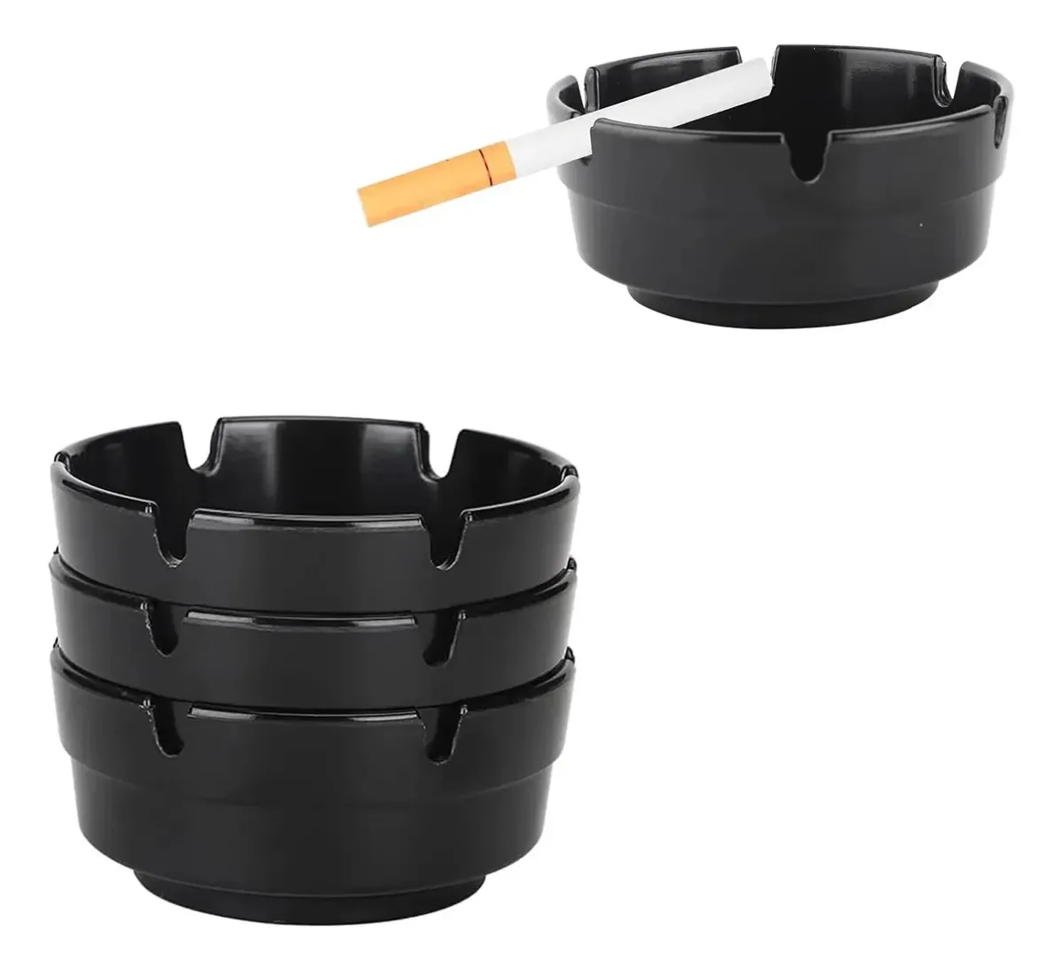 Cinzeiro preto Perfect Stix — pacote com 4 cinzeiros pretos cerâmicos