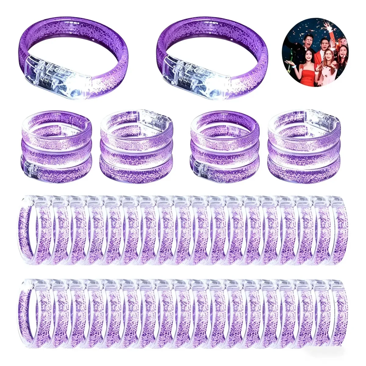 50 pulseiras LED de acrílico operadas por bateria Independence Party