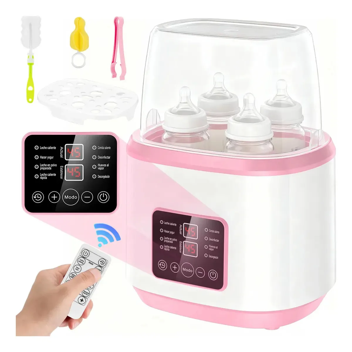Aquecedor e esterilizador de mamadeiras Elovraix, 150 W, seguro, eficiente e prático com termostato para mamadeiras, leite materno ou fórmula. Aquece 4 mamadeiras e comida para bebês de uma só vez....