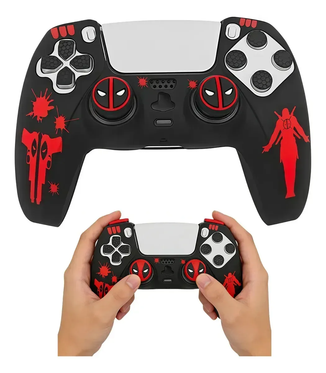 Capa protetora para Playstation 5 Deadpool Play 5, com capa de silicone e duas capas de joystick