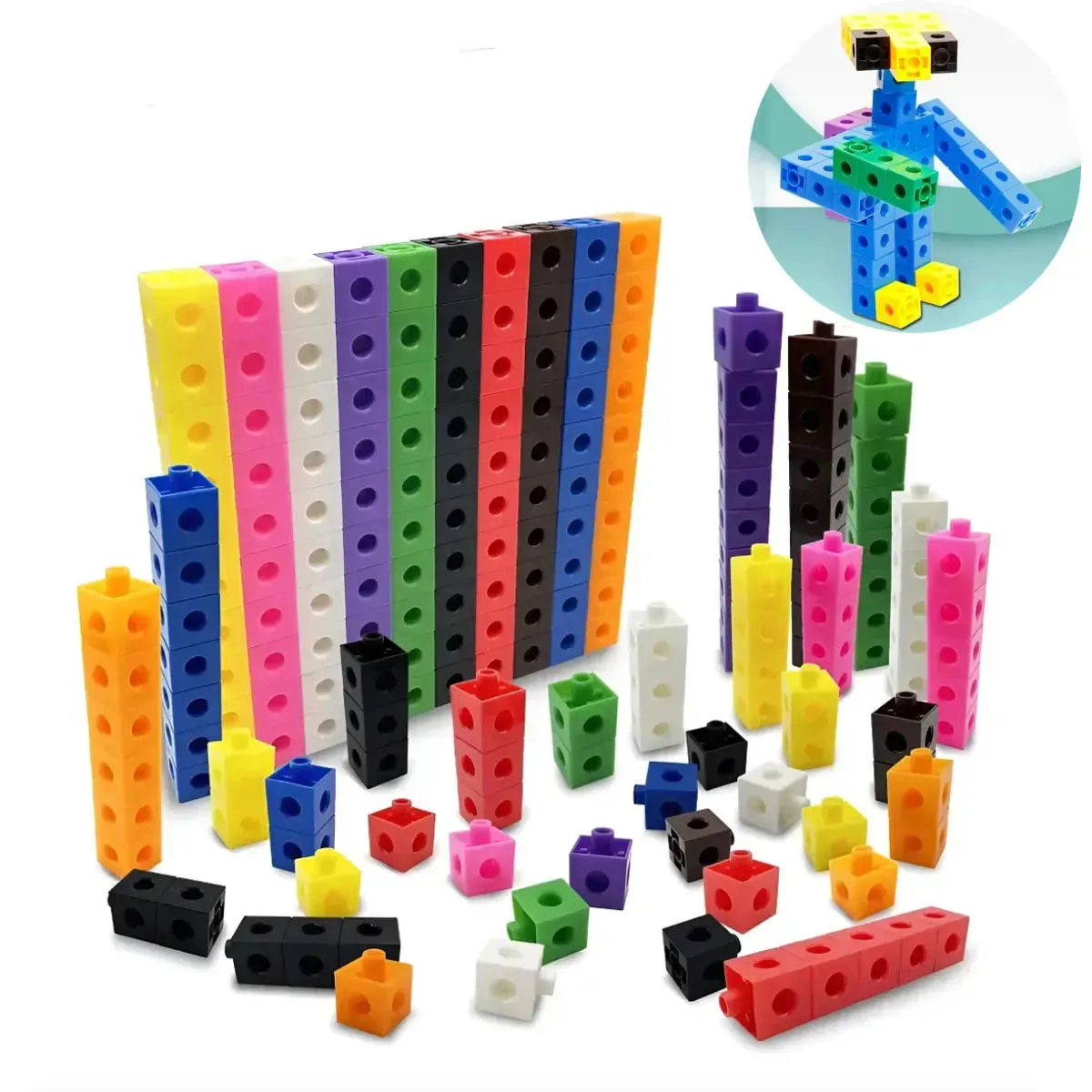 Brinquedos educativos Montessori, 200 cubos+18 cartões, blocos, brinquedos e presentes de Natal