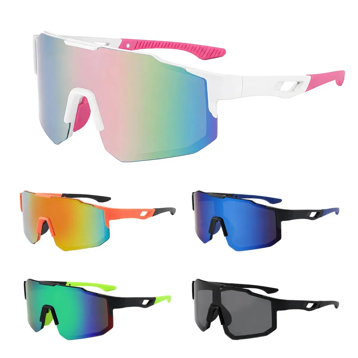 5 pares de lentes esportivas de ciclismo para mulheres e homens, lentes esportivas femininas com proteção UV. Lentes de ciclismo ideais para corrida e uso ao ar livre. Pacote de 5 unidades.