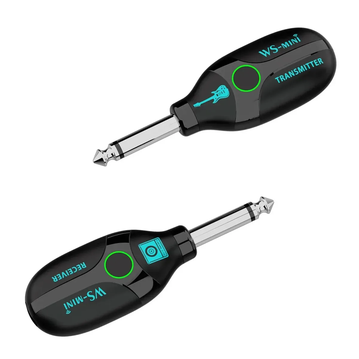 Sistema sem fio para guitarra e baixo, com transmissor e receptor de 2,4 GHz e 4 canais