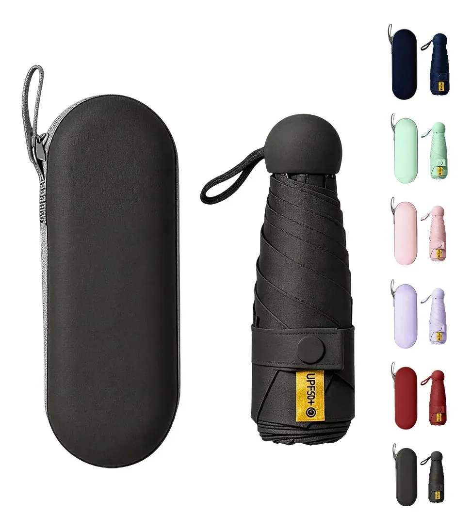 Guarda-chuva, guarda-chuva, bolso anti-UV+bolsa cápsula preta