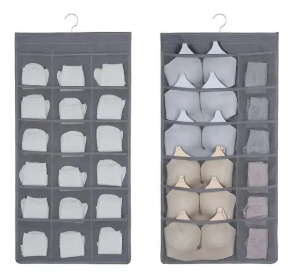Organizadores dobráveis, meias, roupas íntimas, 30 bolsas, cinza