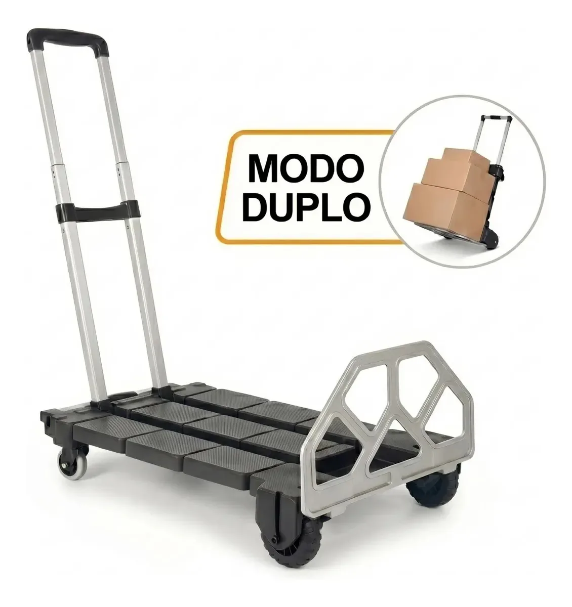 Carrinho De Carga Plataforma Dobravel Yesop 120kg Aluminio 3 Em 1 Transformavel 4 E 2 Rodas Reforcado Transporte Armazem Compras Bagagem Com Corda Elastica