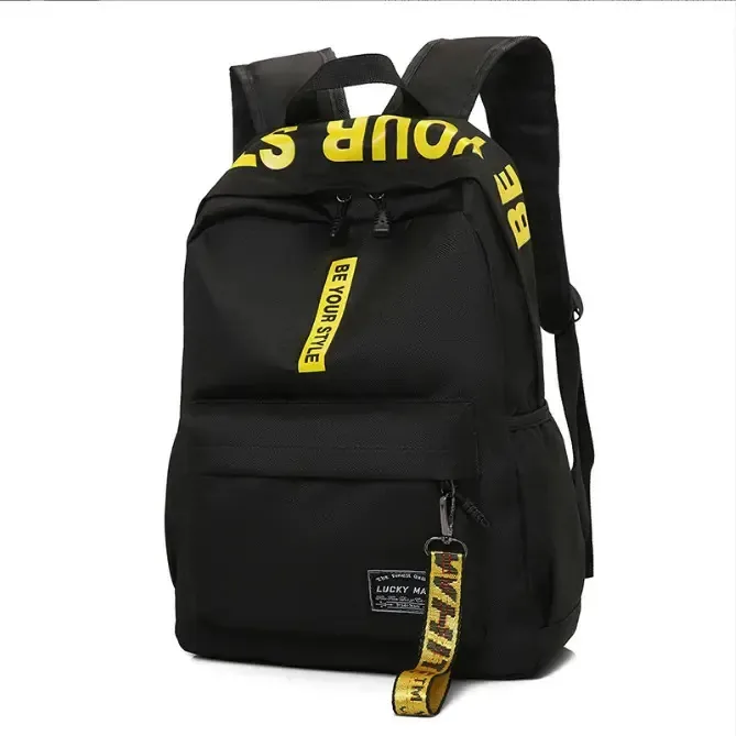 Mochila escolar juvenil impermeável para esportes e viagens Fz99, cor preta e amarela