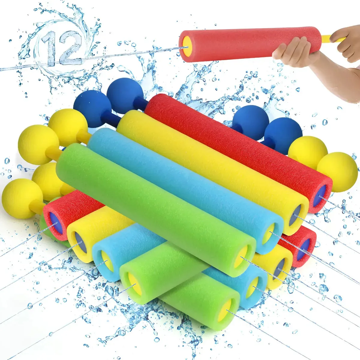 Tubo lançador de brinquedos Water Gun, 12 peças de praia/piscina