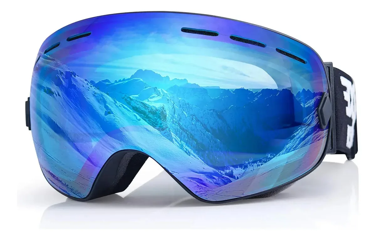 Óculos de esqui de snowboard Exp Vision para homens, mulheres e jovens, óculos de esqui e snowboard com proteção UV400, lentes duplas de neve (azuis)