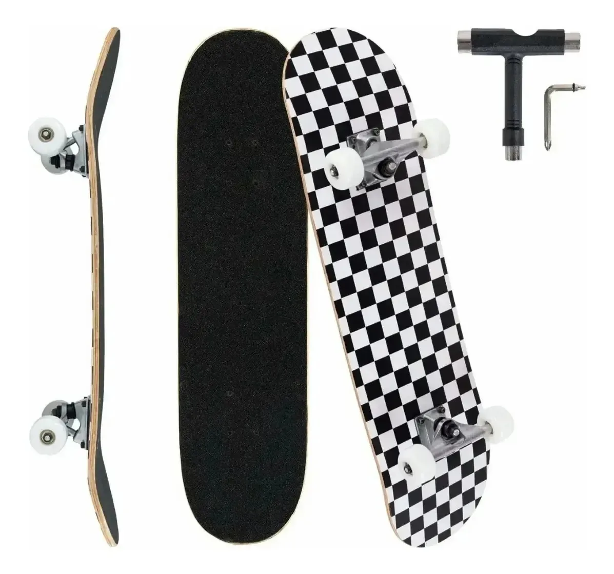 Skate para iniciantes, adultos e adolescentes, skate preto
