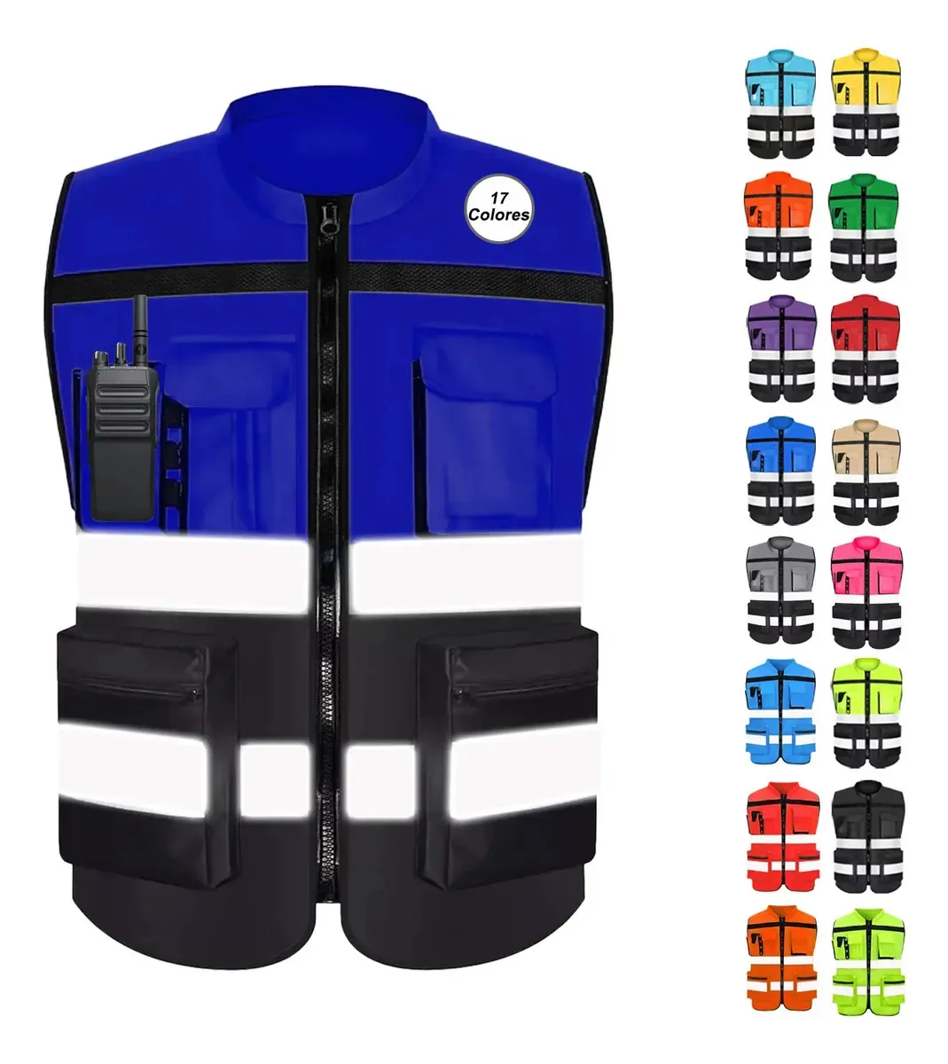Coletes de segurança industrial refletivos Cores: azul 3xl