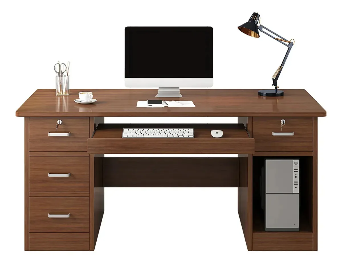 Ambueco Oficina Escritorios Moderno Para Computadora Con 3 Cajones 140*60*73 Color Nogaloscuroescritorio Oficina Para Computadora Estilo Minimalista