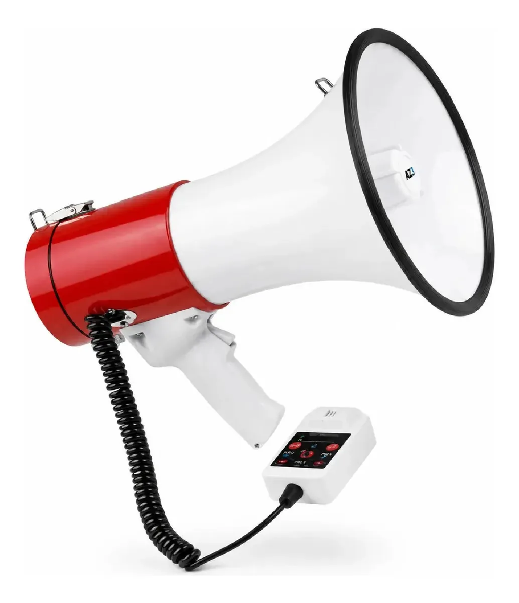 Gravador de sirene Bluetooth para megafone portátil AZ3-MG-2 50w branco/vermelho